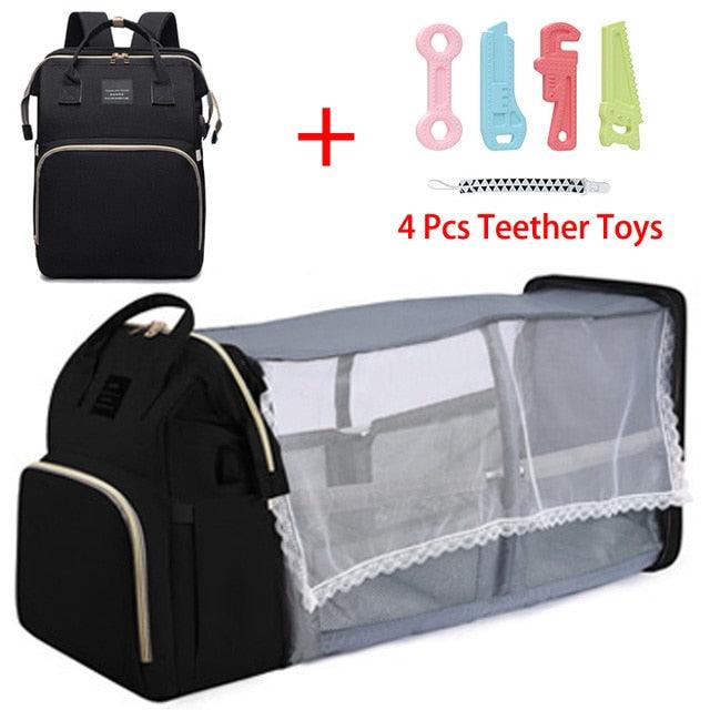 Folding Mommy Bag Lightweight Portable Folding Crib Bed Large-capacity Baby Backpack Female Mommy Outting Bag Mummy Bag - ItemBear.com