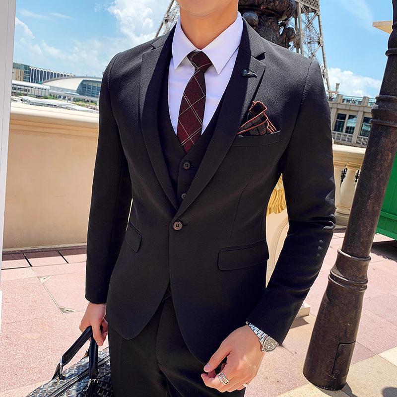 Foreign Trade Wholesale Korean Version New Men's Suit Business Casual Groom Best Man Dress Three-piece Men's White Suit - ItemBear.com