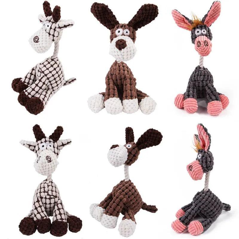 Fun Pets Toy Donkey Shape Corduroy Chew Toy For Dog Puppy Squeaker Squeaky Plush Bone Molar Dog Toy Pet Training Dog Accessories - ItemBear.com