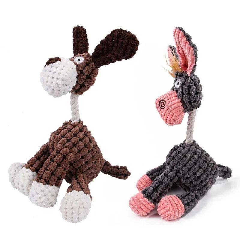 Fun Pets Toy Donkey Shape Corduroy Chew Toy For Dog Puppy Squeaker Squeaky Plush Bone Molar Dog Toy Pet Training Dog Accessories - ItemBear.com