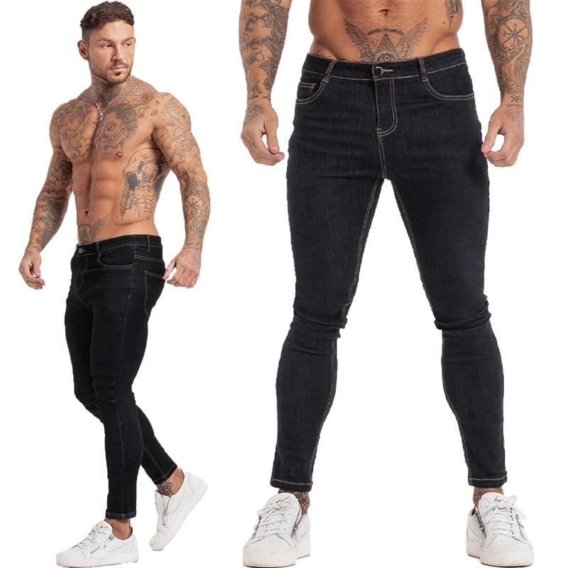 GINGTTO Jeans Men Elastic Waist Skinny Jeans Men 2020 Stretch Ripped Pants Streetwear Mens Denim Jeans Blue - ItemBear.com