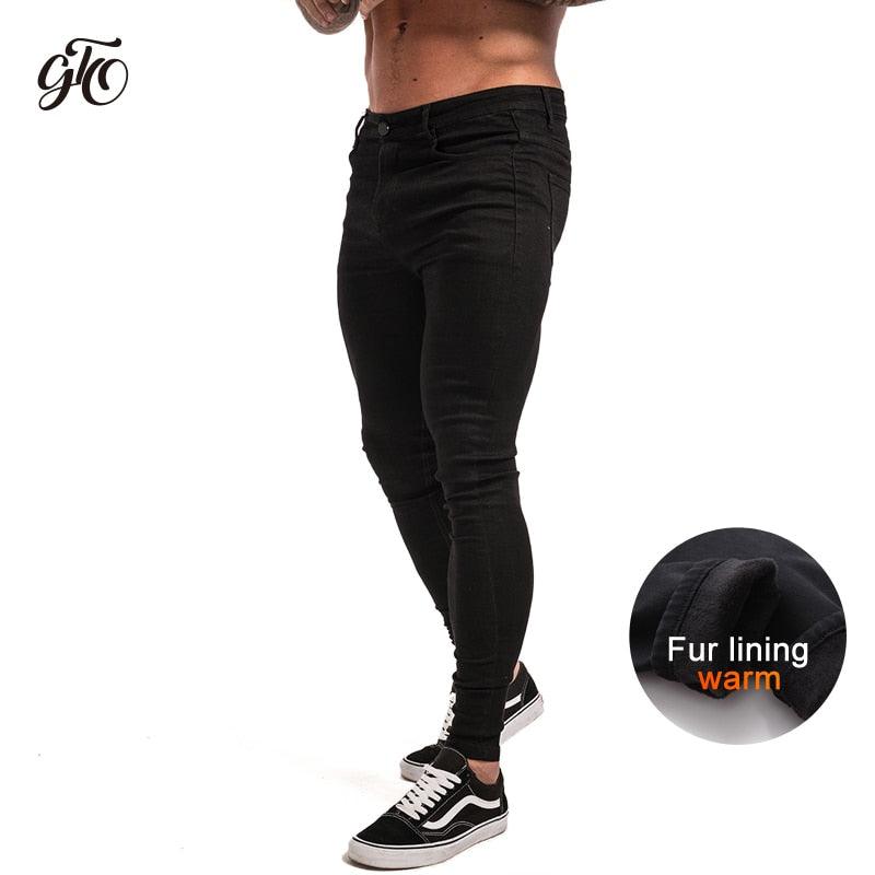 GINGTTO Jeans Men Elastic Waist Skinny Jeans Men 2020 Stretch Ripped Pants Streetwear Mens Denim Jeans Blue - ItemBear.com