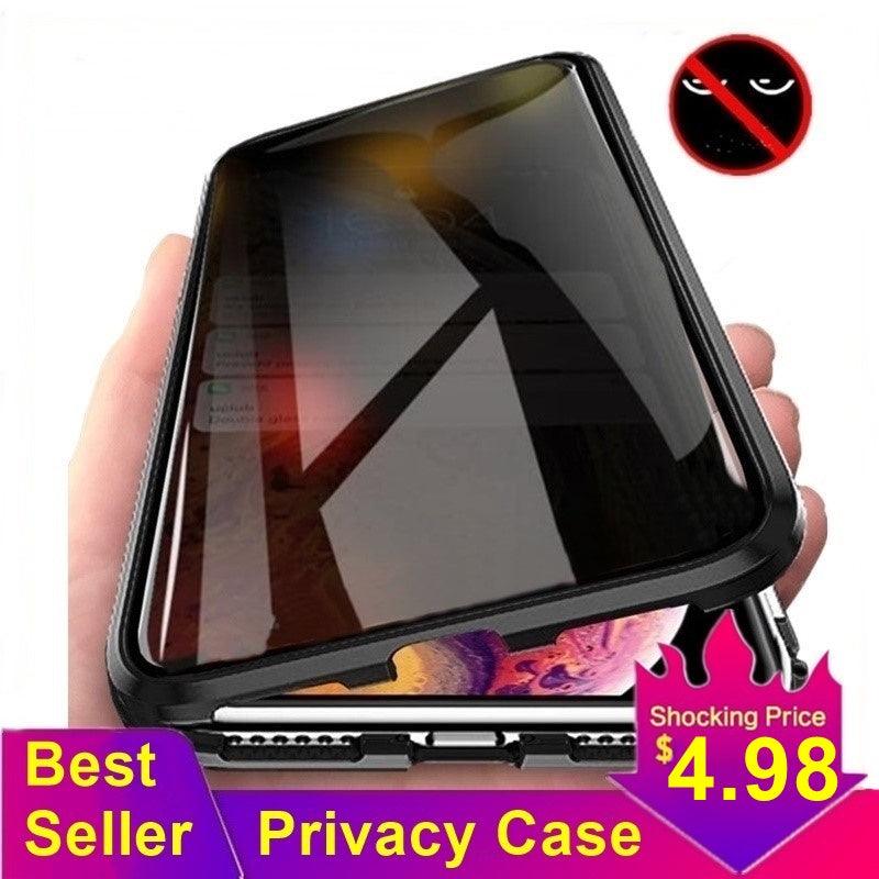 Glass Privacy Metal Phone Case For iPhone 14 - ItemBear.com