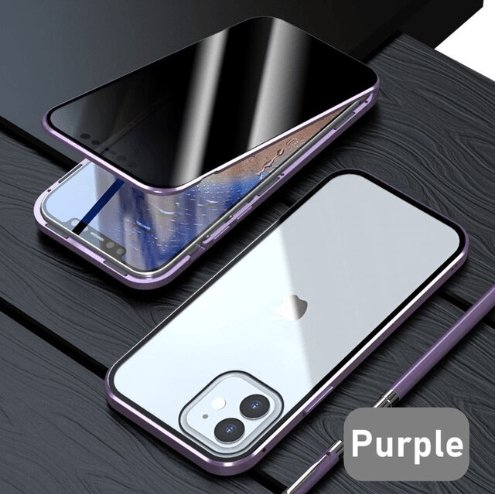 Glass Privacy Metal Phone Case For iPhone 14 - ItemBear.com