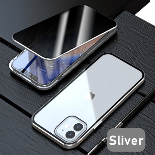 Glass Privacy Metal Phone Case For iPhone 14 - ItemBear.com