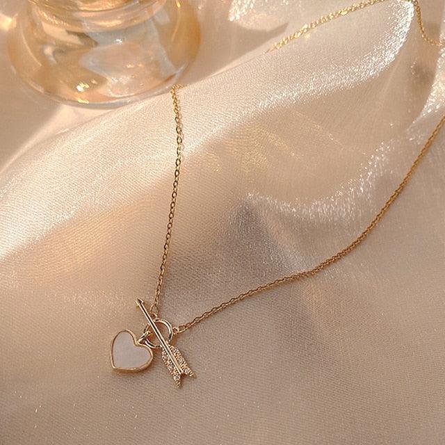 Gold Heart Shaped Opal Necklace - ItemBear.com