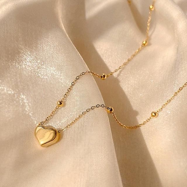 Gold Heart Shaped Opal Necklace - ItemBear.com