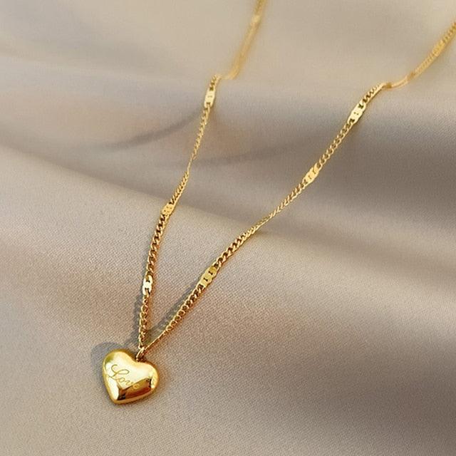 Gold Heart Shaped Opal Necklace - ItemBear.com