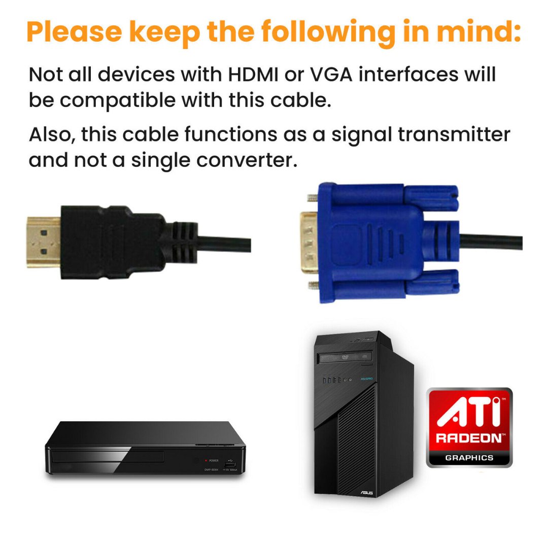 HDMI Male To VGA Male Cable - ItemBear.com