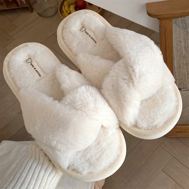 Heart Love Fluffy Fur Slippers - ItemBear.com