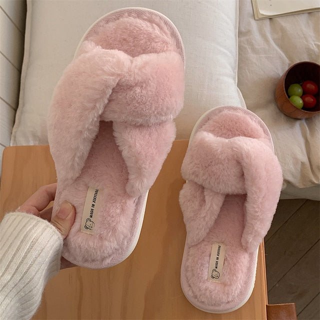 Heart Love Fluffy Fur Slippers - ItemBear.com