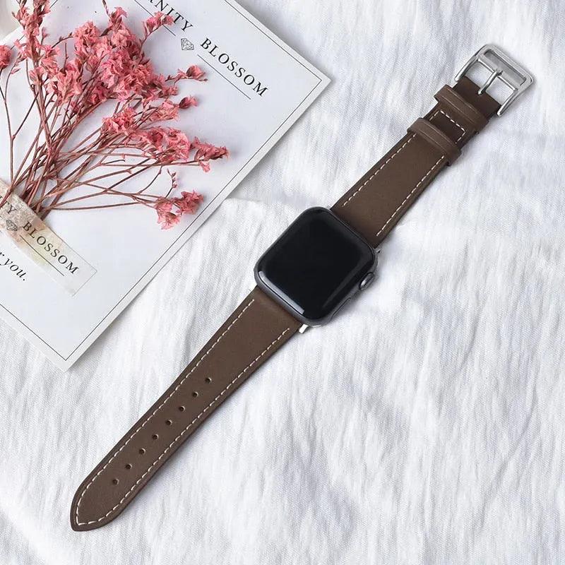 High quality Leather loop Band for iWatch 40mm 44mm Sports Strap Tour band for Apple watch 42mm 38mm Series 2 3 4 5 6 SE - ItemBear.com