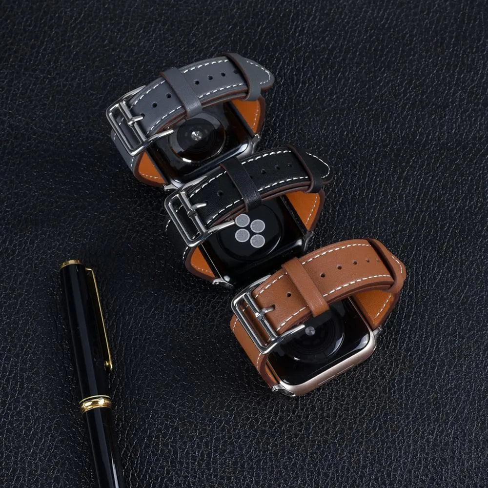 High quality Leather loop Band for iWatch 40mm 44mm Sports Strap Tour band for Apple watch 42mm 38mm Series 2 3 4 5 6 SE - ItemBear.com