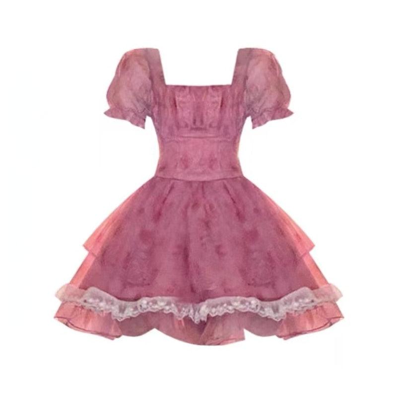 Hot Pink Floral Puff Sleeve Mini Dress - ItemBear.com