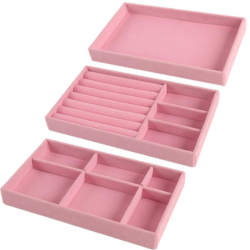 Hot Sales Fashion Portable Velvet Jewelry Ring Jewelry Display Organizer Box Tray Holder Earring Jewelry Storage Case Showcase - ItemBear.com