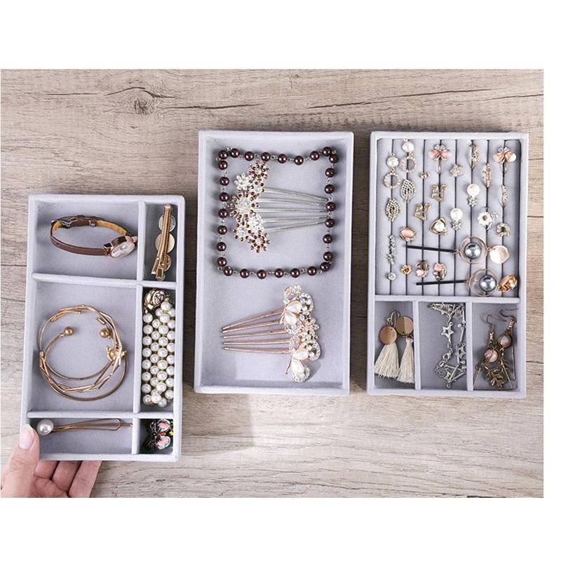 Hot Sales Fashion Portable Velvet Jewelry Ring Jewelry Display Organizer Box Tray Holder Earring Jewelry Storage Case Showcase - ItemBear.com