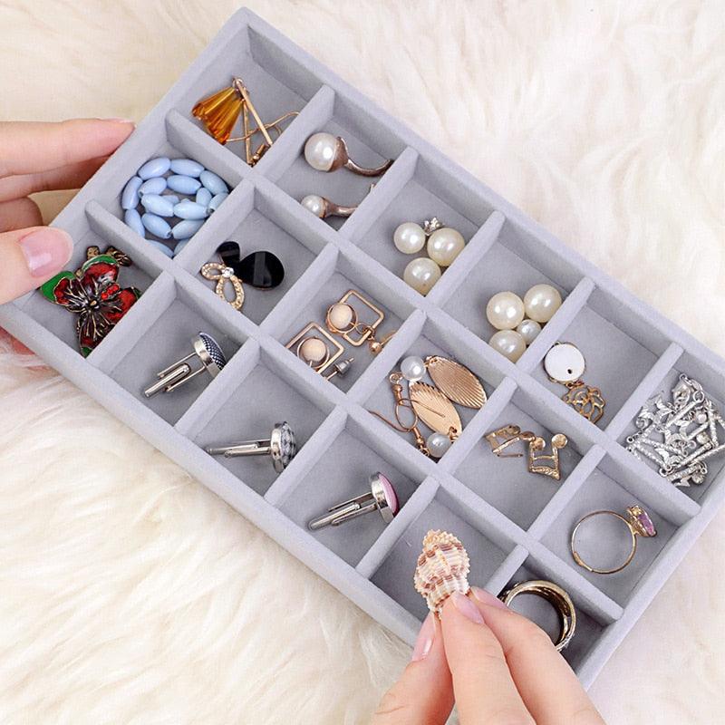 Hot Sales Fashion Portable Velvet Jewelry Ring Jewelry Display Organizer Box Tray Holder Earring Jewelry Storage Case Showcase - ItemBear.com