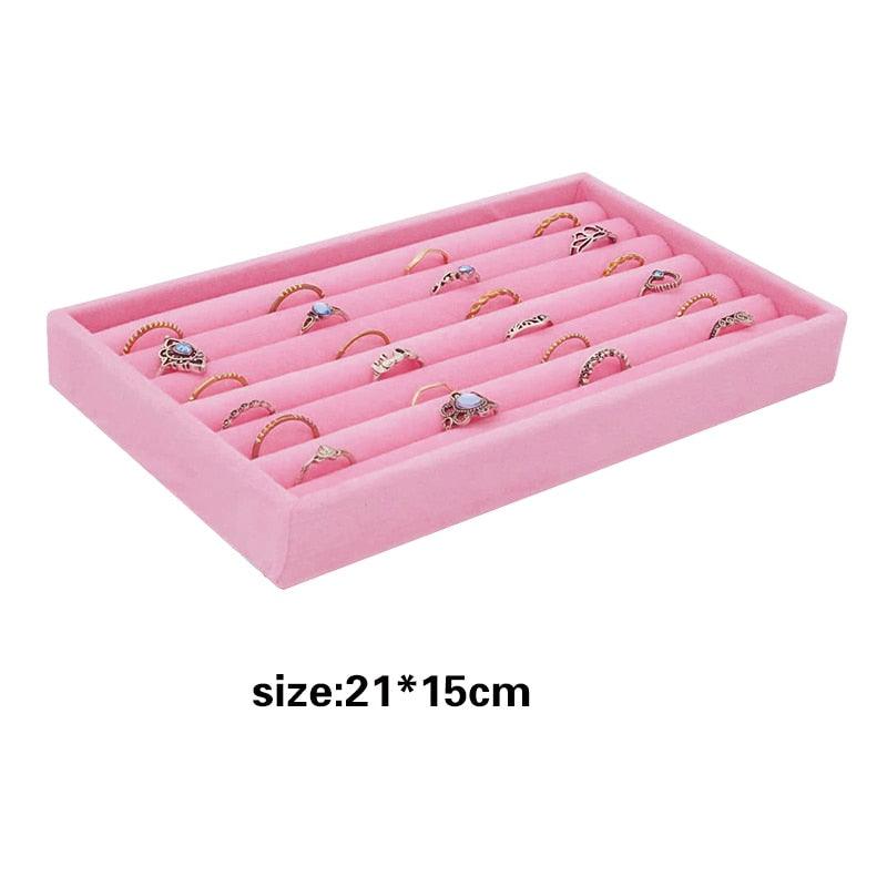 Hot Sales Fashion Portable Velvet Jewelry Ring Jewelry Display Organizer Box Tray Holder Earring Jewelry Storage Case Showcase - ItemBear.com