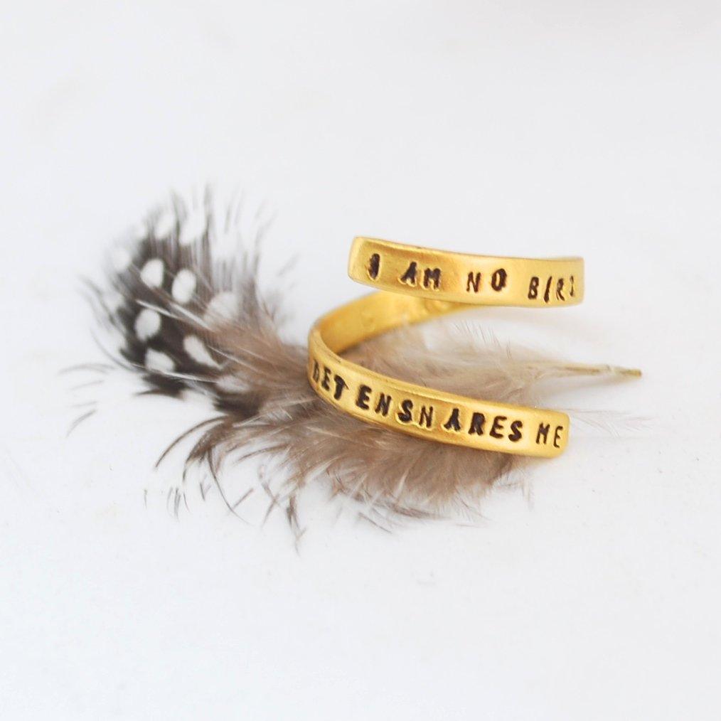 "I am No Bird and No Net Ensnares Me" -Charlotte Brontë Wrap Ring - ItemBear.com