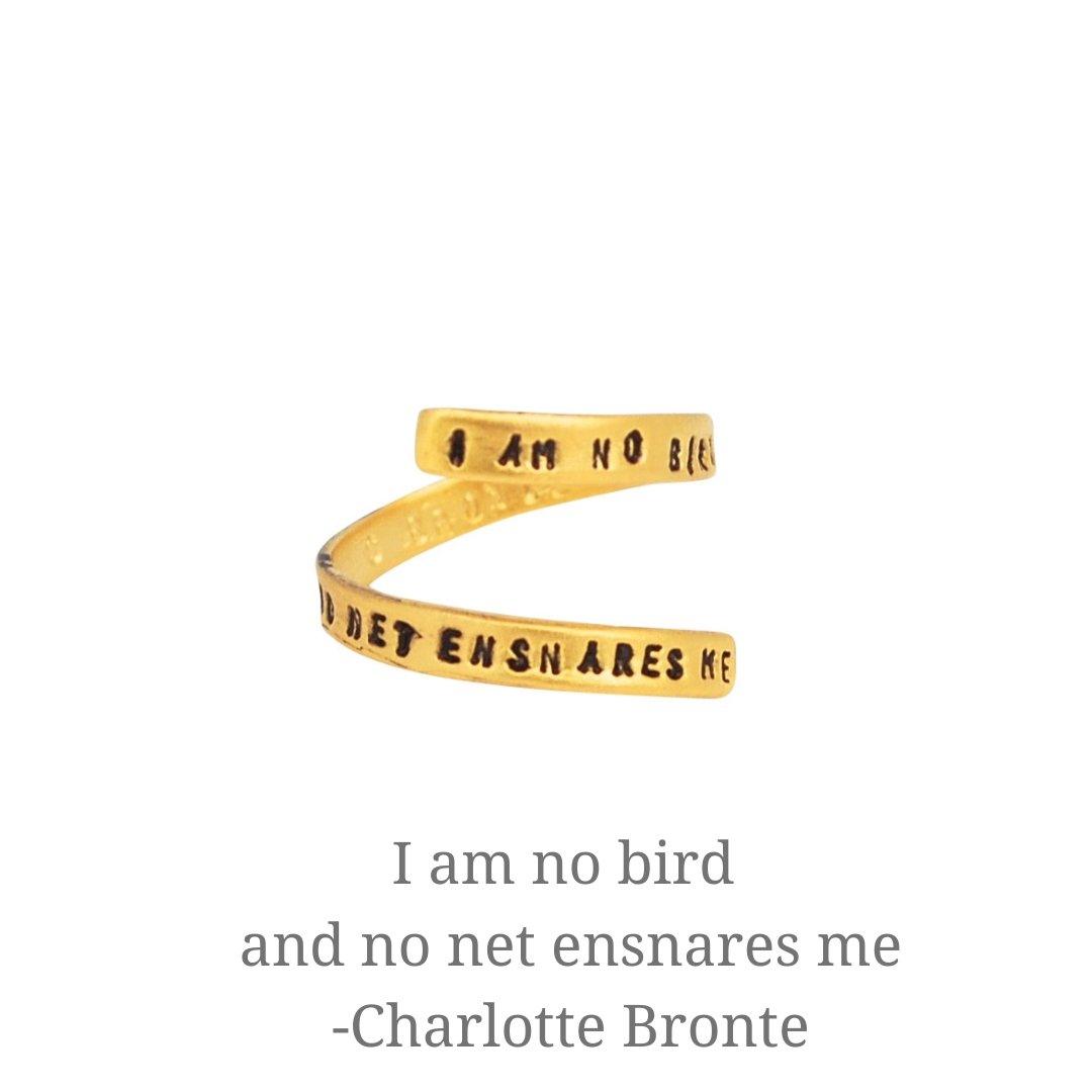 "I am No Bird and No Net Ensnares Me" -Charlotte Brontë Wrap Ring - ItemBear.com