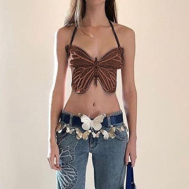 Iconic Y2K Butterfly Shaped Denim Top - ItemBear.com