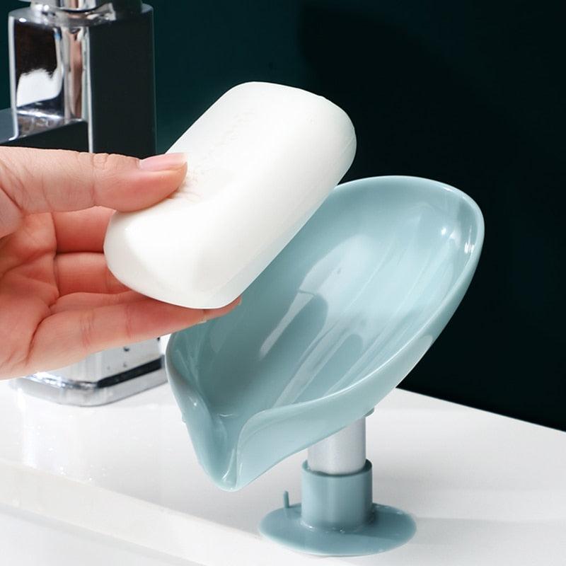 Leaf Shape Soap Box Drain Soap Holder Box Bathroom Shower Soap Holder sponge Storage Plate Tray Bathroom Supplies Bathroom Gadge - ItemBear.com