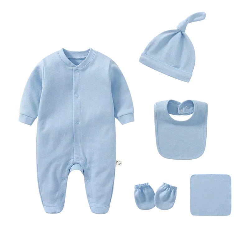 Lot X 5 bonnet, moufle, grenouillère, doudou, bavoir - Ensemble complet de naissance pour bébés - ItemBear.com