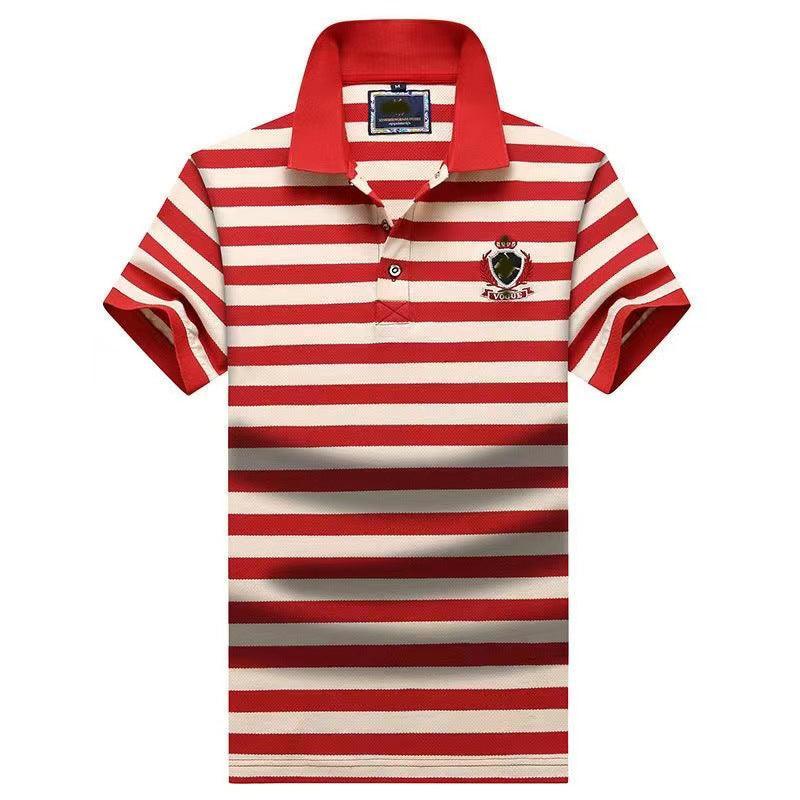 manufacturers wholesale summer new large size men's short-sleeved polo shirt men's stripes embroidered logo short-sleeved T-shirt lapel - ItemBear.com