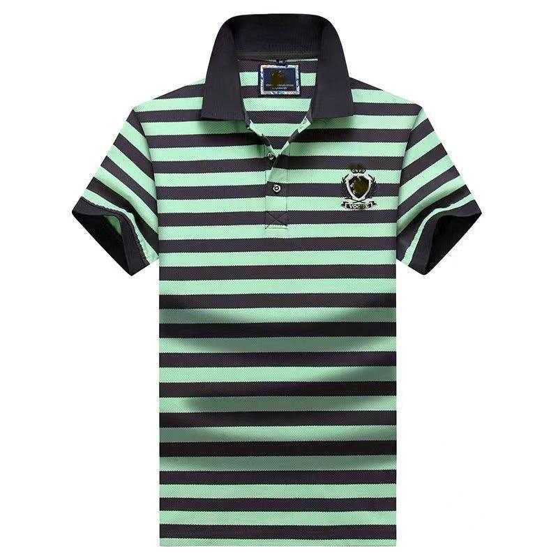 manufacturers wholesale summer new large size men's short-sleeved polo shirt men's stripes embroidered logo short-sleeved T-shirt lapel - ItemBear.com