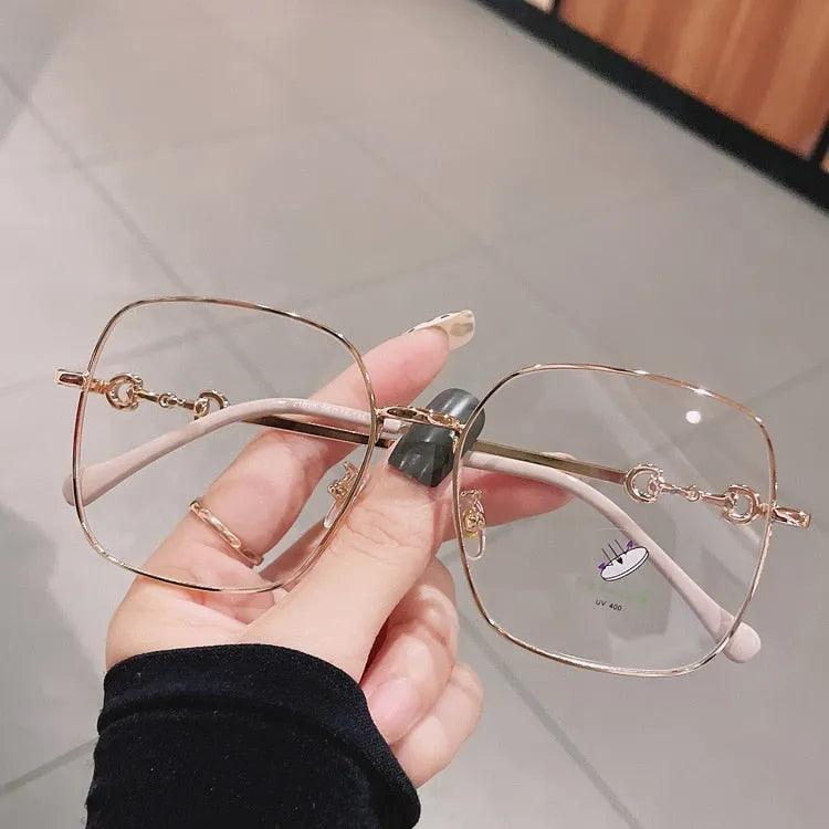 Men Women Anti-blue Light Glasses Frame Vintage Large Square Eyeglasses Blocking Blue-ray Oversized Spectacles Frames A65397 - ItemBear.com