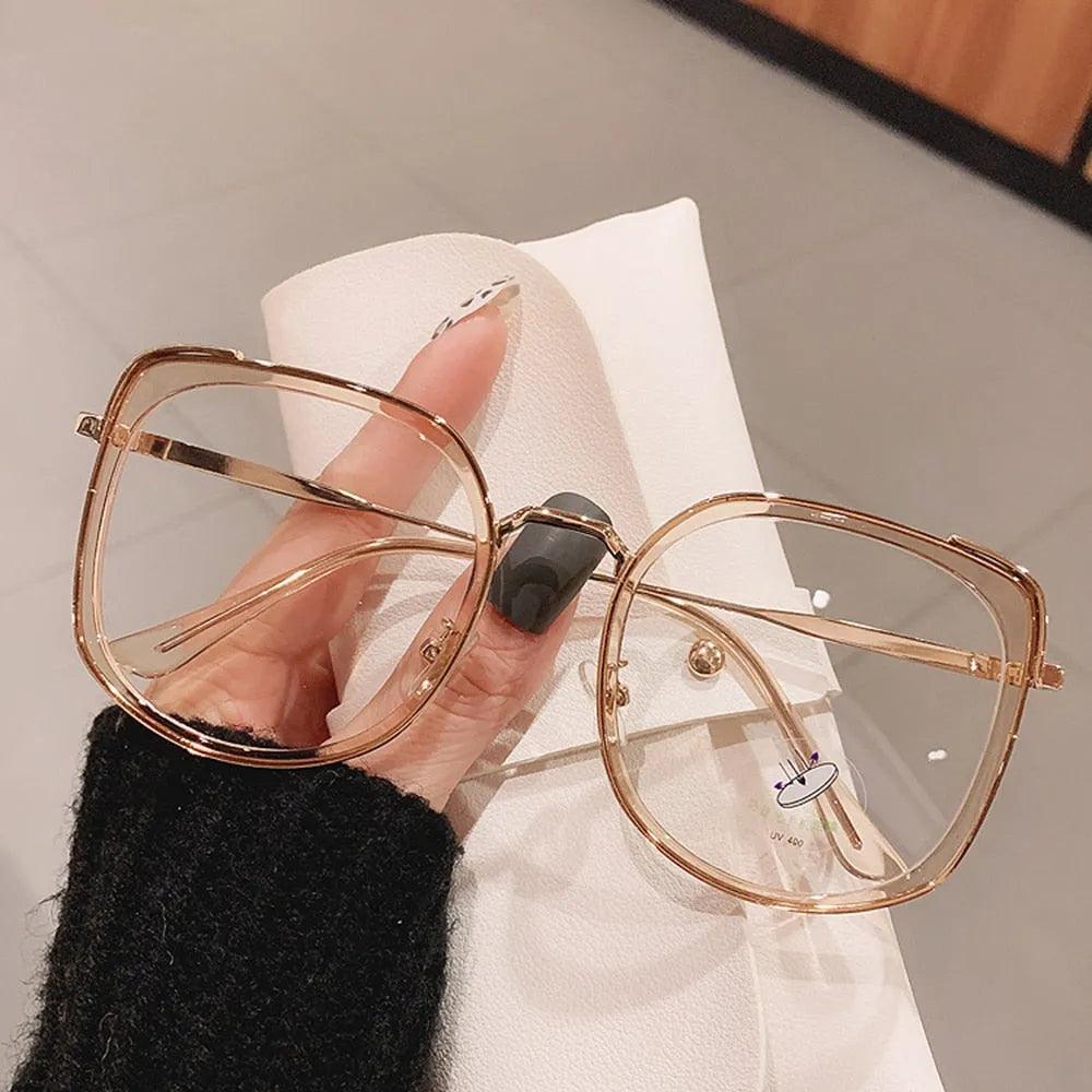 Men Women Anti-blue Light Glasses Frame Vintage Large Square Eyeglasses Blocking Blue-ray Oversized Spectacles Frames A65397 - ItemBear.com