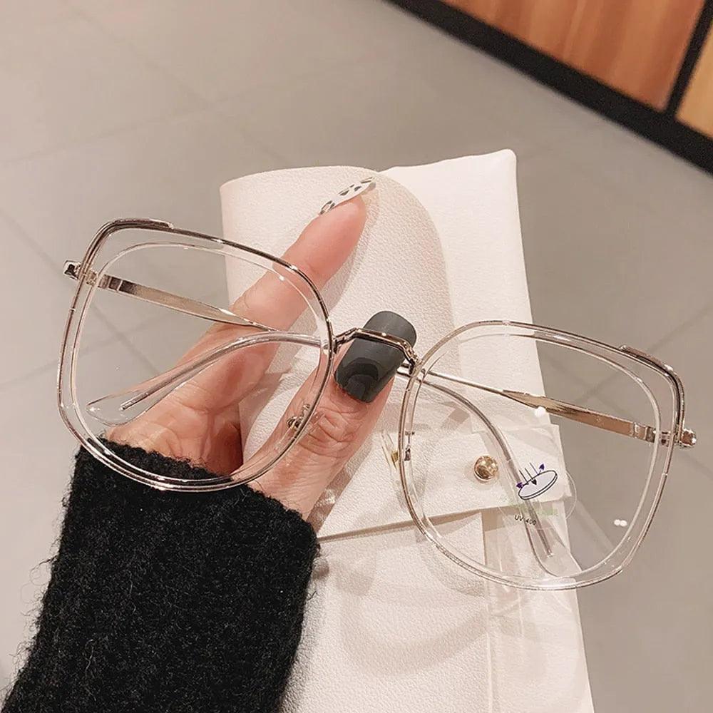 Men Women Anti-blue Light Glasses Frame Vintage Large Square Eyeglasses Blocking Blue-ray Oversized Spectacles Frames A65397 - ItemBear.com