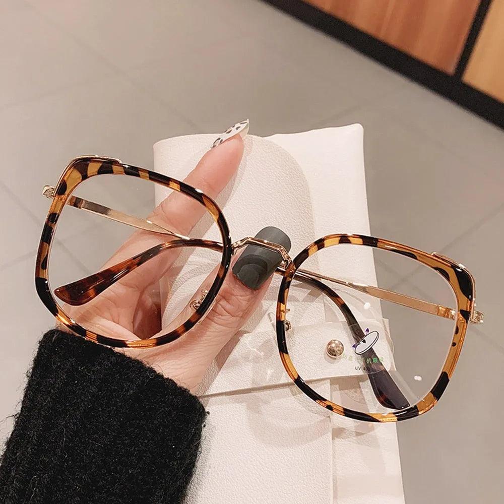 Men Women Anti-blue Light Glasses Frame Vintage Large Square Eyeglasses Blocking Blue-ray Oversized Spectacles Frames A65397 - ItemBear.com