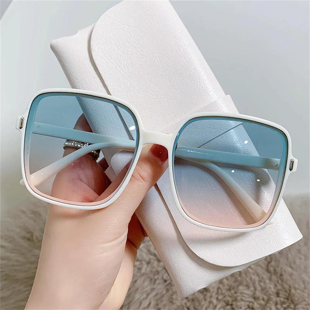 Men Women Anti-blue Light Glasses Frame Vintage Large Square Eyeglasses Blocking Blue-ray Oversized Spectacles Frames A65397 - ItemBear.com