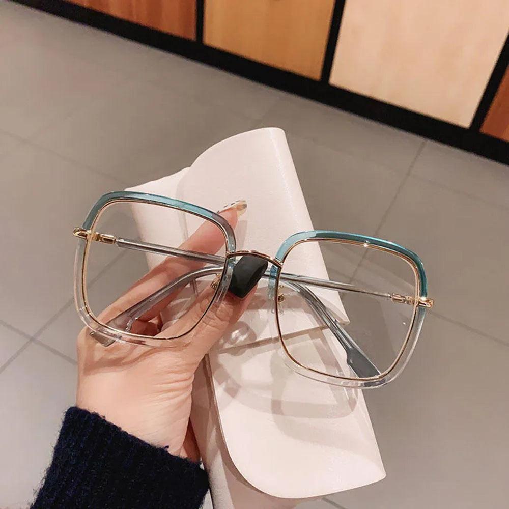 Men Women Anti-blue Light Glasses Frame Vintage Large Square Eyeglasses Blocking Blue-ray Oversized Spectacles Frames A65397 - ItemBear.com