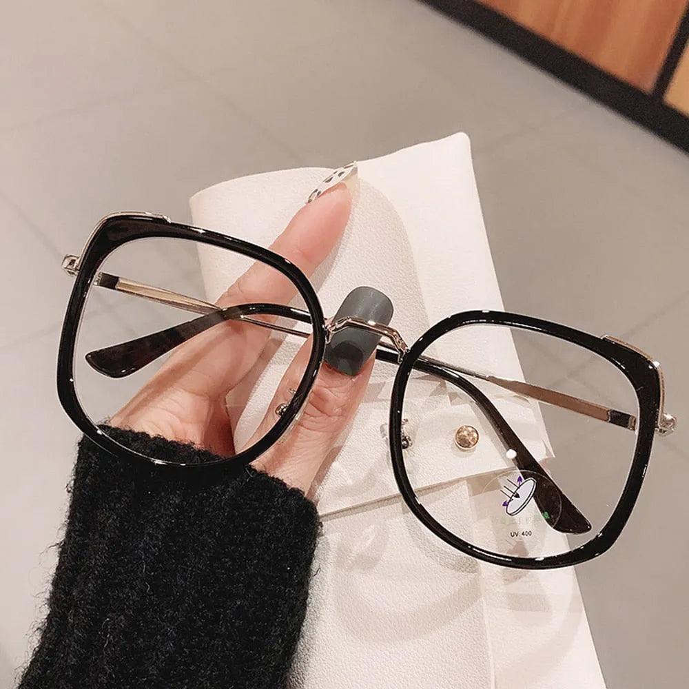 Men Women Anti-blue Light Glasses Frame Vintage Large Square Eyeglasses Blocking Blue-ray Oversized Spectacles Frames A65397 - ItemBear.com