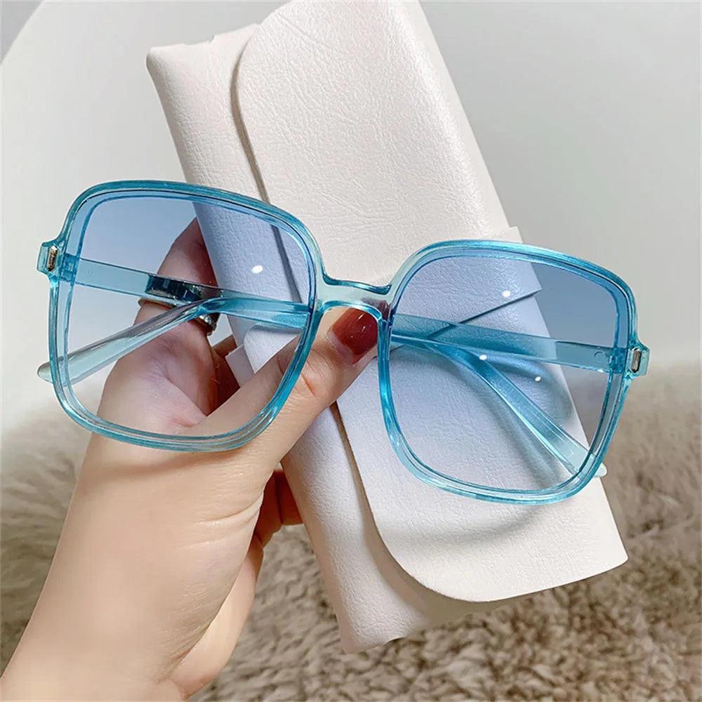 Men Women Anti-blue Light Glasses Frame Vintage Large Square Eyeglasses Blocking Blue-ray Oversized Spectacles Frames A65397 - ItemBear.com