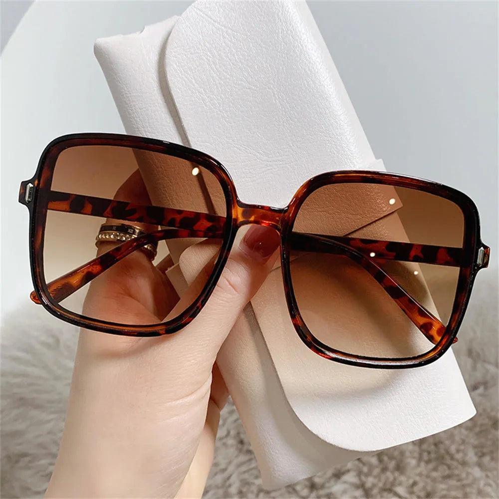 Men Women Anti-blue Light Glasses Frame Vintage Large Square Eyeglasses Blocking Blue-ray Oversized Spectacles Frames A65397 - ItemBear.com