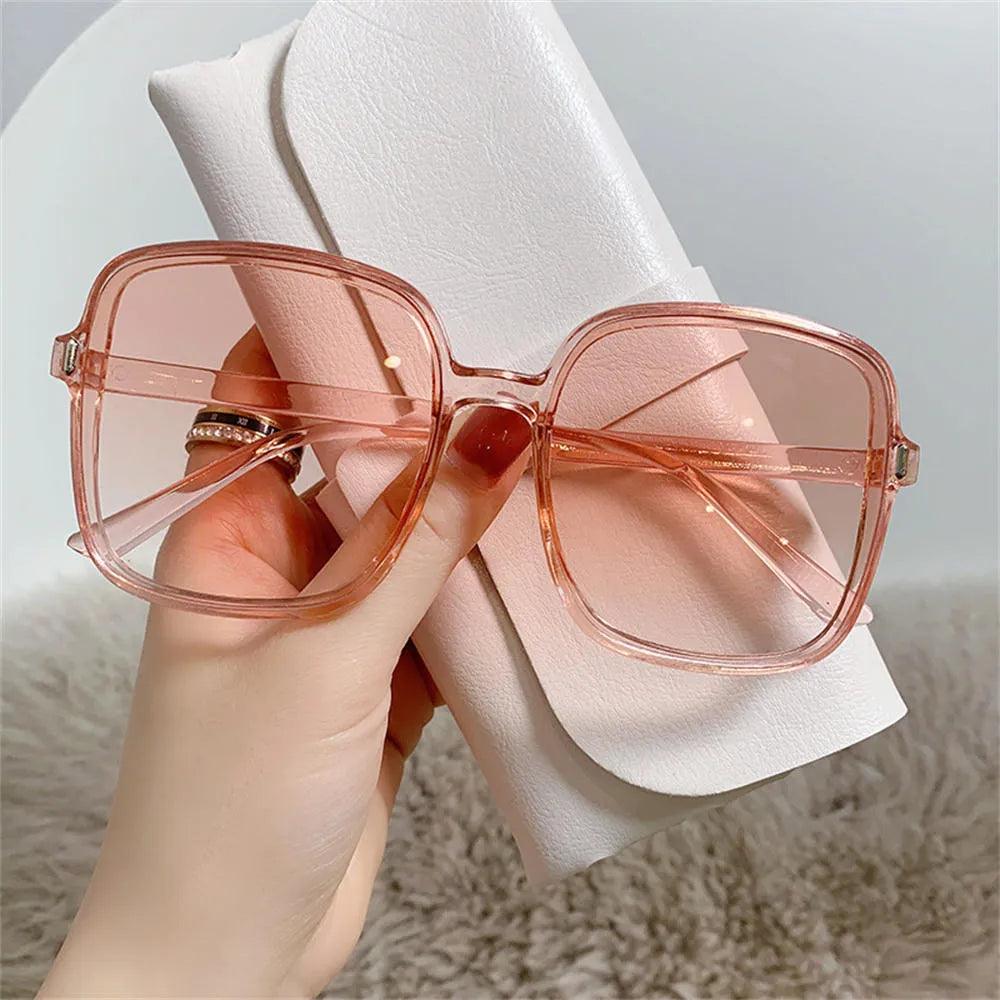 Men Women Anti-blue Light Glasses Frame Vintage Large Square Eyeglasses Blocking Blue-ray Oversized Spectacles Frames A65397 - ItemBear.com