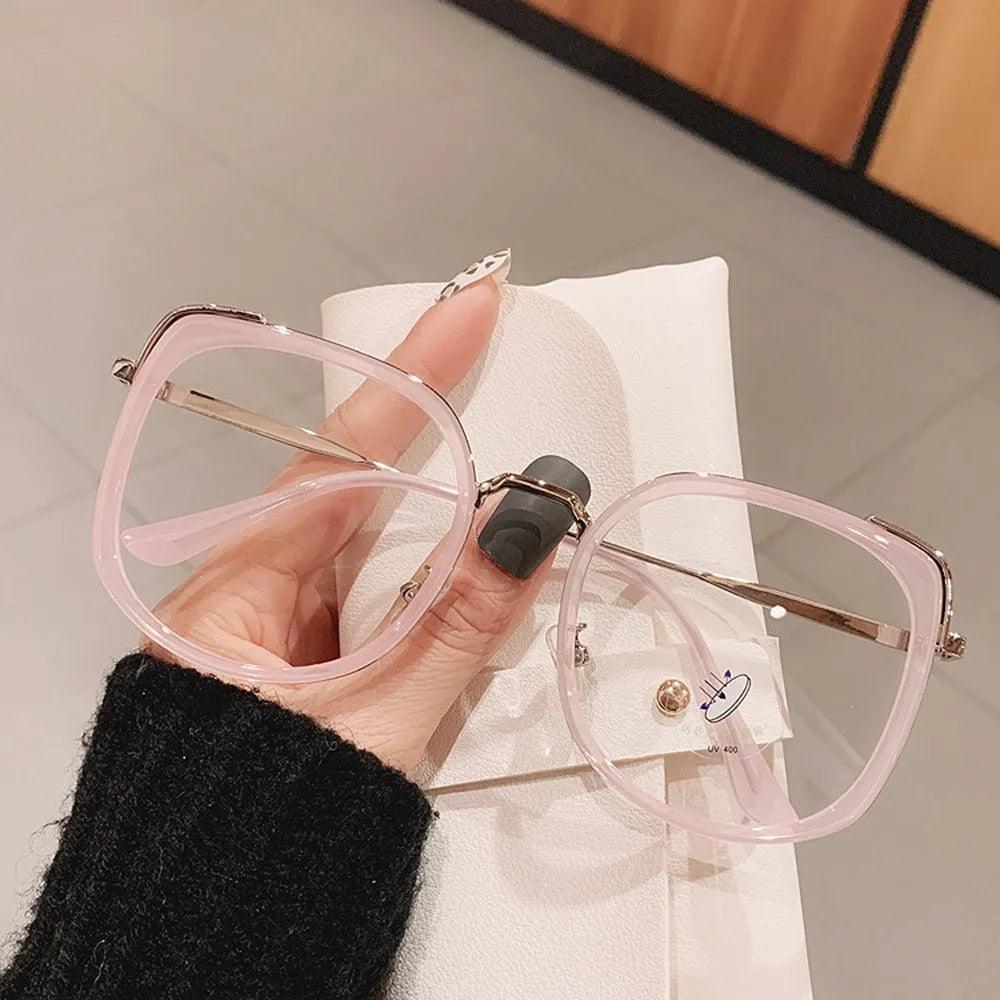 Men Women Anti-blue Light Glasses Frame Vintage Large Square Eyeglasses Blocking Blue-ray Oversized Spectacles Frames A65397 - ItemBear.com