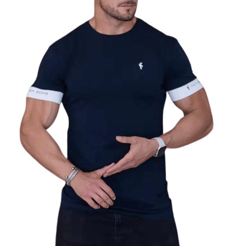 Men's Black Slim-Fit Round Neck Tee-Shirt - ItemBear.com