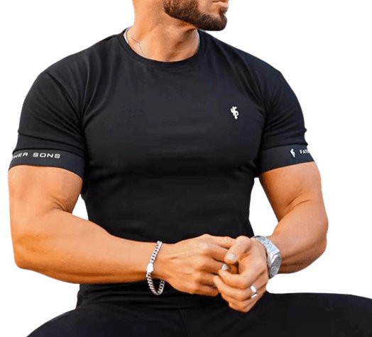 Men's Black Slim-Fit Round Neck Tee-Shirt - ItemBear.com