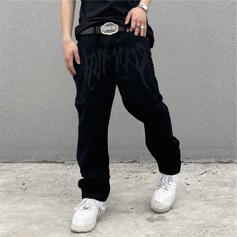 Men's Loose Black Street Jeans - ItemBear.com