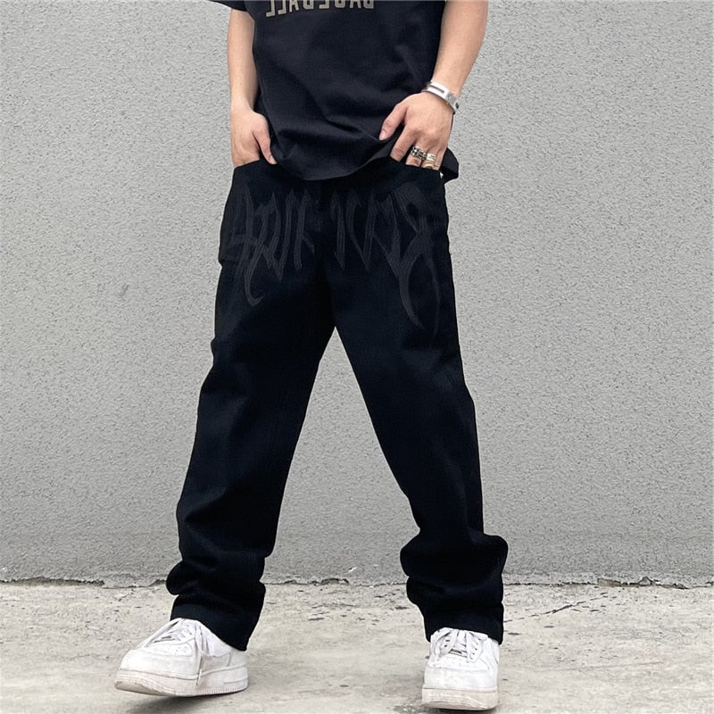 Men's Loose Black Street Jeans - ItemBear.com