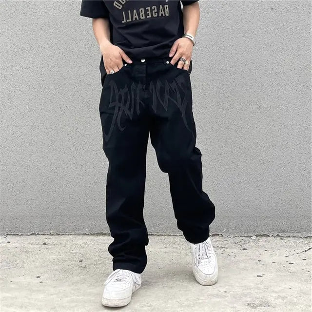 Men's Loose Black Street Jeans - ItemBear.com