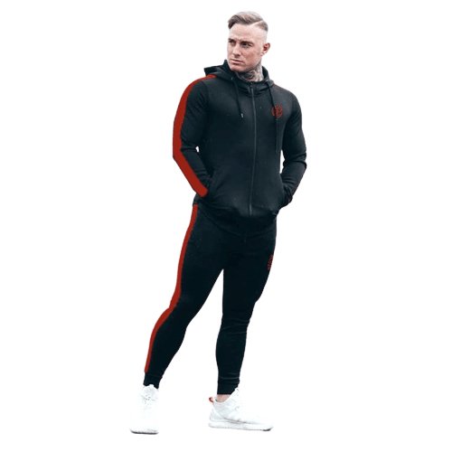 Men's Two Piece Tracksuit Set | Red Stripline Design - ItemBear.com