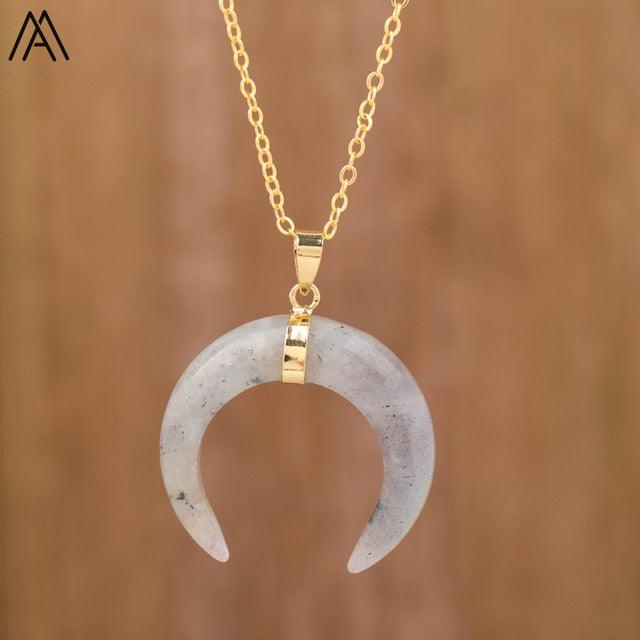 Moon Shape Amethyst Pendant Necklace - ItemBear.com