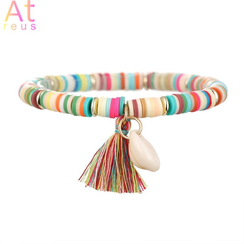 Multicolor Tassel Anklet Bohemian Jewelry For Women Acrylic Beaded Elastic Chain Ankle Chain Leg Foot Chain - ItemBear.com