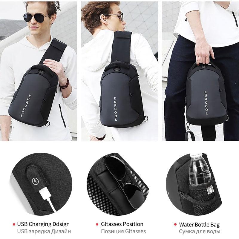 Multifunction Crossbody Chest Bag Men USB Charging Port Messengers Pack Waterproof Sling Shoulder Bags For Male Bolsas Masculina - ItemBear.com