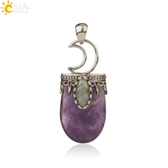 Natural Stone Crystal Antique Pendant Necklace - ItemBear.com